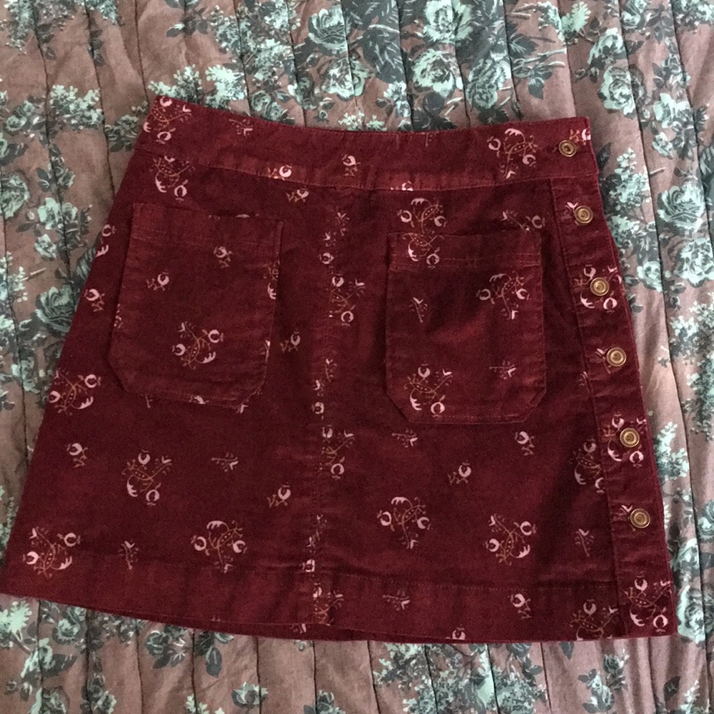 Free People mauve velvet floral skirt size 2
